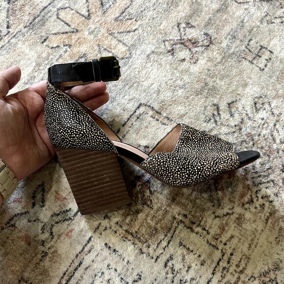 Madewell Alena Spotted Calf Hair Heeled Sandal in Leather Size 6.5 - Picture 10 of 10